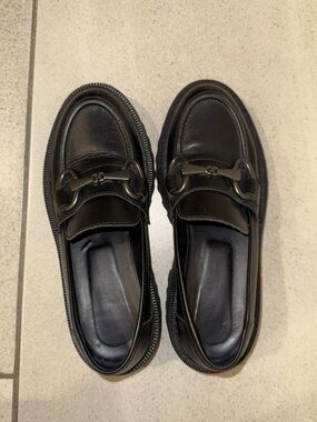 Minelli Black Leather Horsebit Loafers for Women